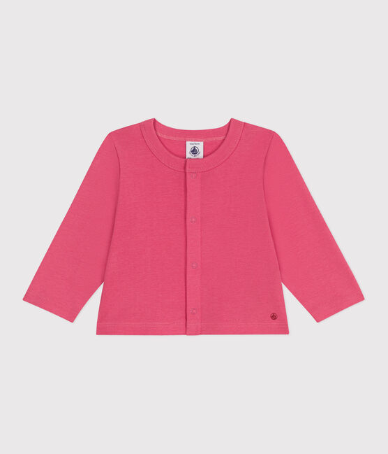 Babies' plain cotton cardigan PEONIA pink
