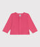 Babies' plain cotton cardigan PEONIA pink