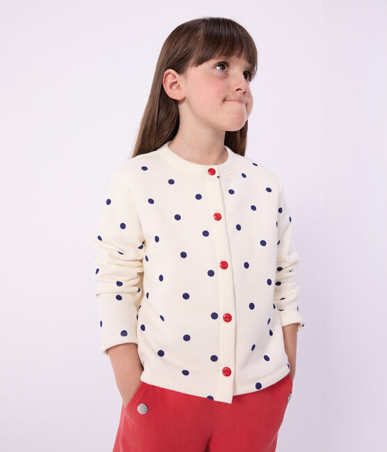 Children's spotted print cotton cardigan MILK blue/SOIR