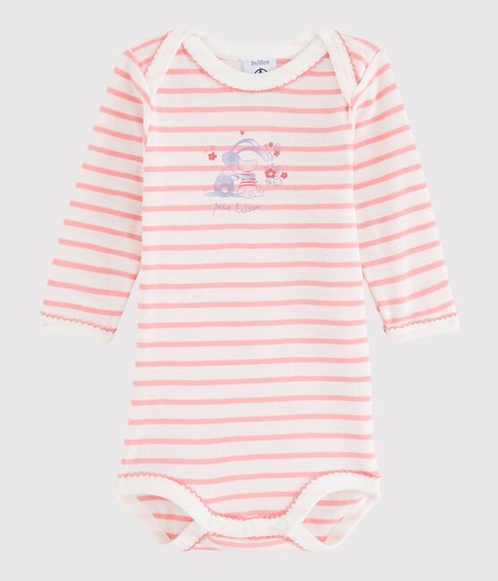 Baby Girls' Long-Sleeved Bodysuit LAIT white/GRETEL pink