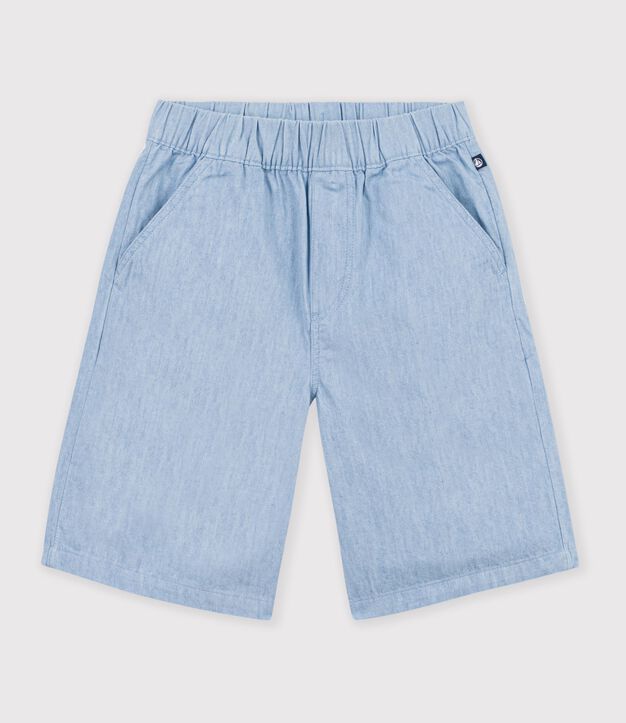Children's Bermuda shorts in plain cotton blue