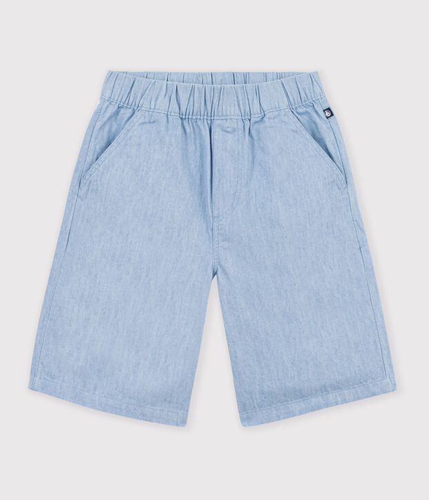 Children's Bermuda shorts in plain cotton blue