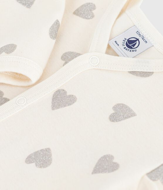 Babies' footless printed cotton pyjama suit MILK Ecru/ARGENT