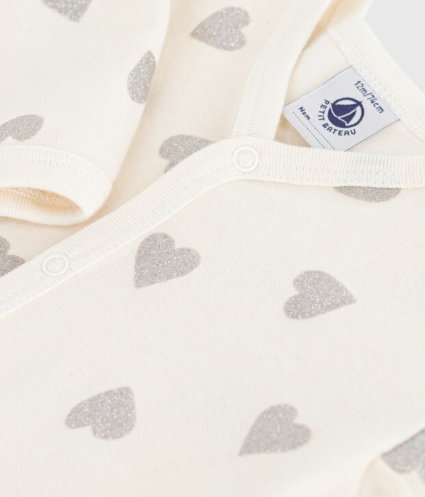 Babies' footless printed cotton pyjama suit Ecru/grey