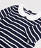 Girls' Short-Sleeved Cotton Dress SMOKING blue/MARSHMALLOW white