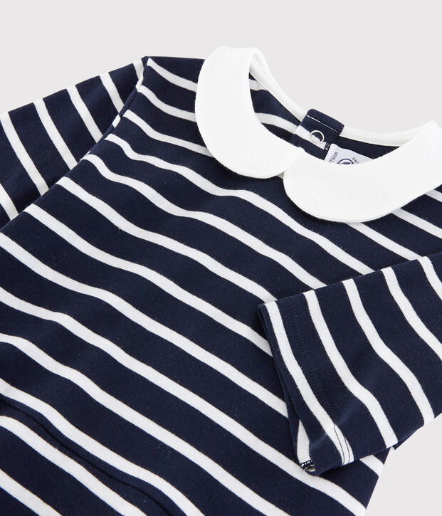 Girls' Short-Sleeved Cotton Dress blue/white