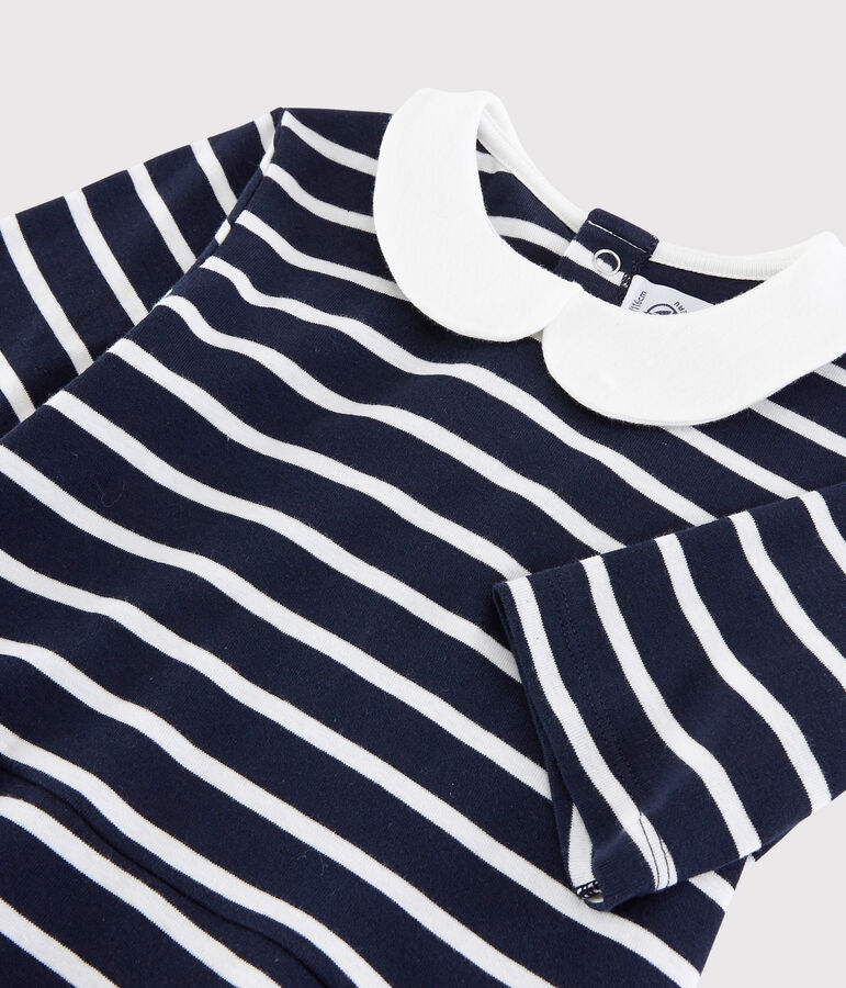 Girls' Short-Sleeved Cotton Dress blue/white