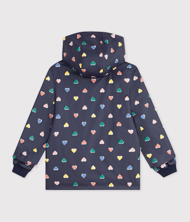 Children's heart print raincoat blue/multicolor