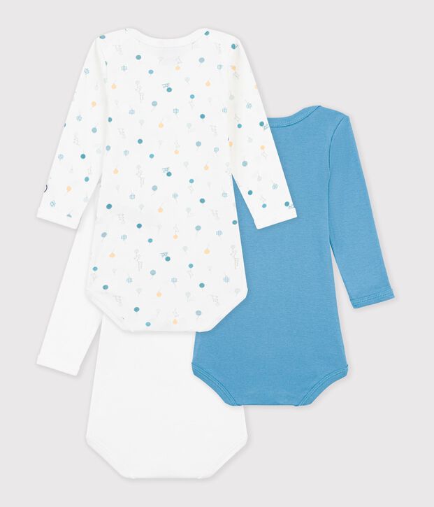 Lot de bodies manches longues en coton imprim&eacute; multicolor