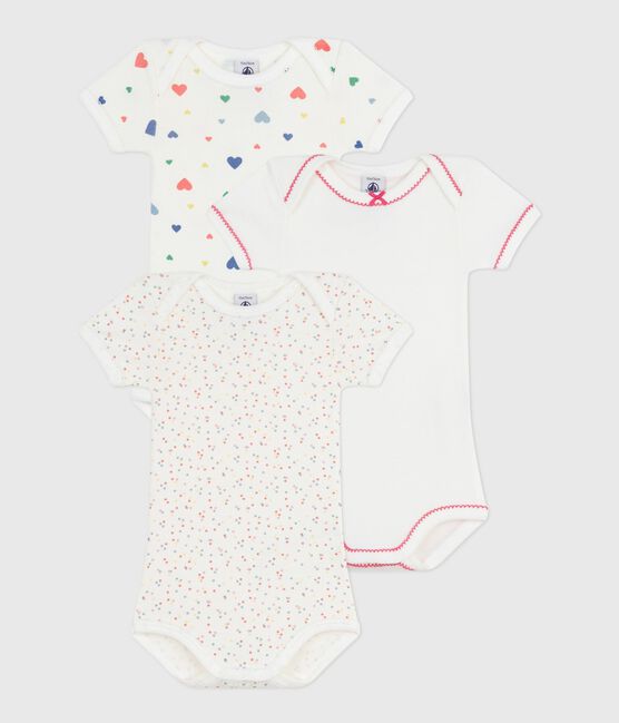 Pack of short-sleeved heart-print cotton bodies for babies variante 1