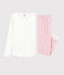 Girls'/Women's Cotton Pyjamas MARSHMALLOW white/MINOIS pink