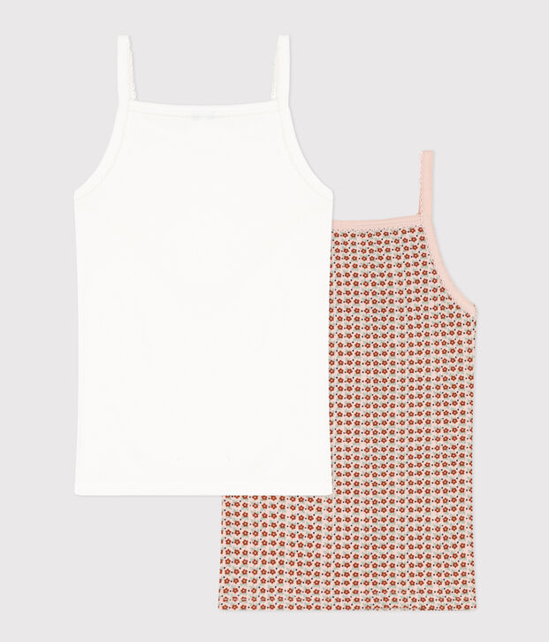 Girls' Flower Cotton Vests - 2-Pack multicolor