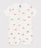 Babies' short cotton crab pattern jumpsuit MARSHMALLOW white/MULTICO white