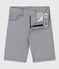 Boys' Stripy Cotton Bermuda Shorts MEDIEVAL blue/MARSHMALLOW white
