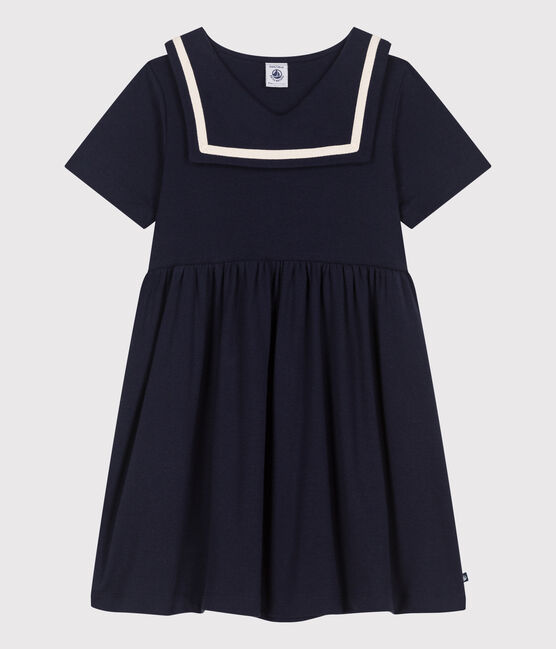 Children's short-sleeved plain cotton dress SMOKING blue