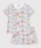 Children's short flower-pattern cotton pyjamas white/multicolor