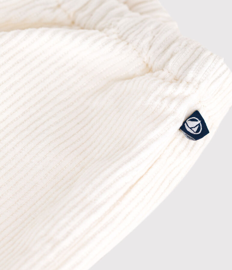 Babies' plain corduroy trousers Ecru