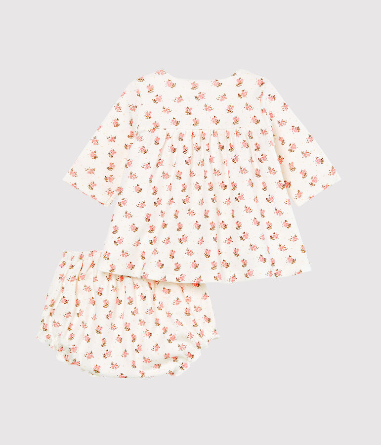 Baby girls' dress and bloomers white/multicolor