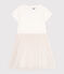 Children's short-sleeved cotton and tulle dress MARSHMALLOW white/COPPER pink