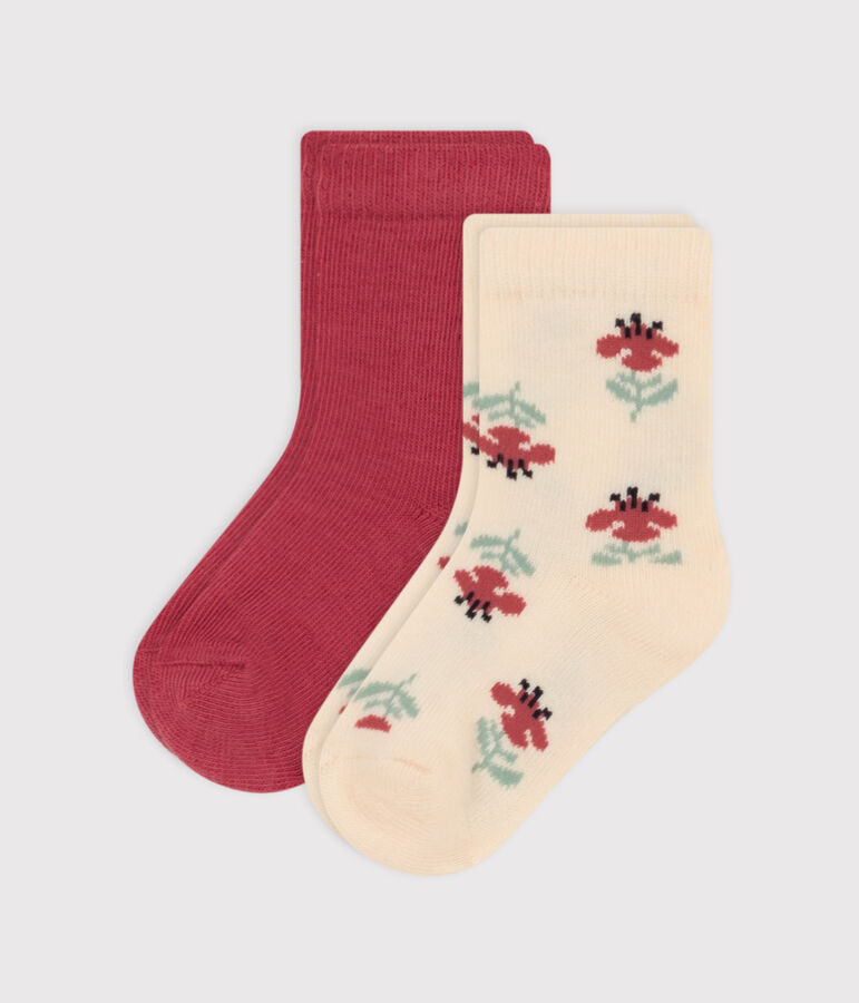 Babies' Floral Cotton Jersey Socks - 2-Pack multicolor