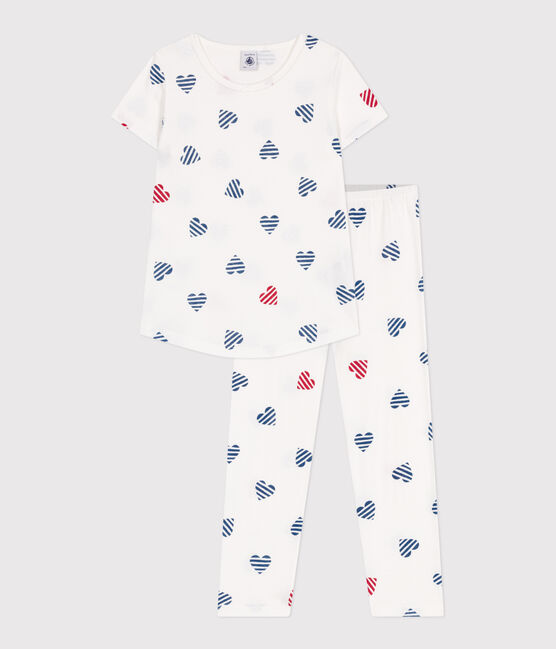 Children's floral cotton pyjamas MARSHMALLOW /SPI /MULTICO