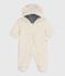 Babies' sherpa snowsuit with ears and a pinstriped lining MILK Ecru