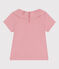 Children's plain short-sleeved cotton T-shirt with a collar CHARME pink
