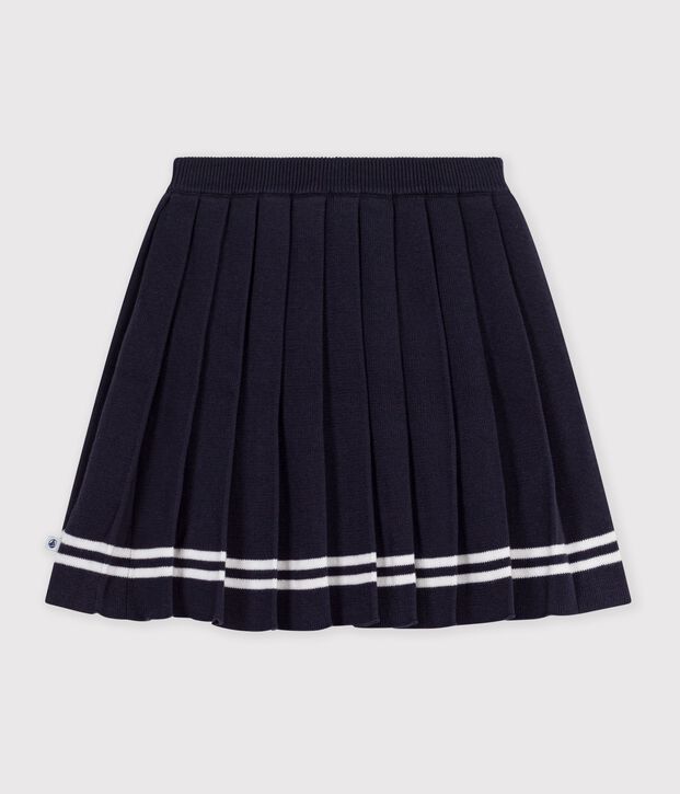 Children's short pleated skirt in plain cotton knit SMOKING
