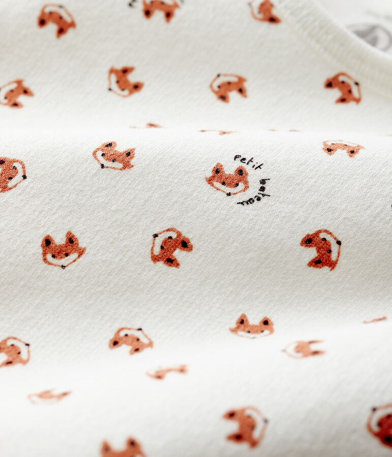 Babies' Fox Print Fleece Sleepsuit white/multicolor