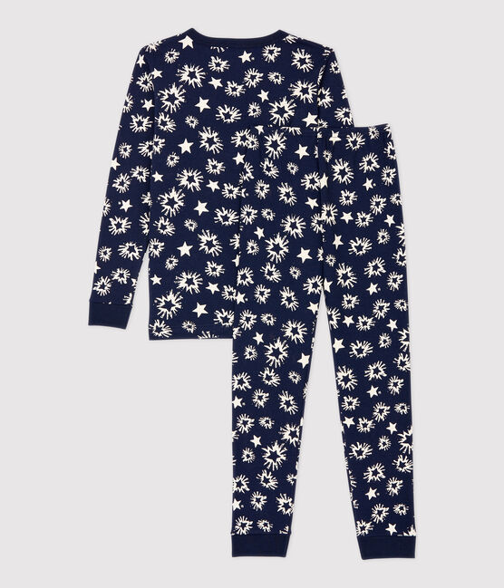 Boys' Snugfit Star Print Pyjamas SMOKING blue/MARSHMALLOW white
