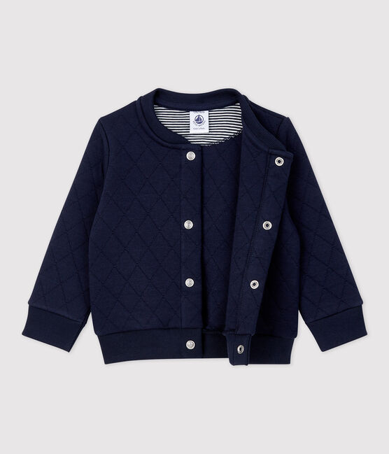 Babies' Quilted Tube Knit Cardigan SMOKING blue