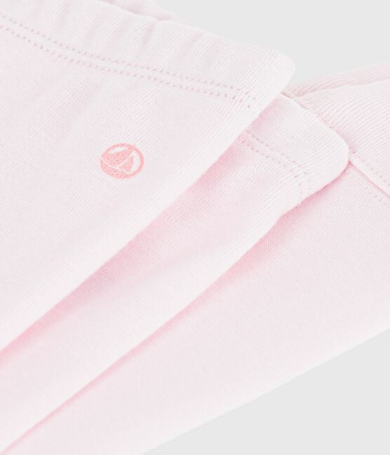 Babies' plain cotton leggings BARELY pink