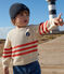 Babies' cotton jumper with placed stripes and a badge on the chest AVALANCHE red/AURORA