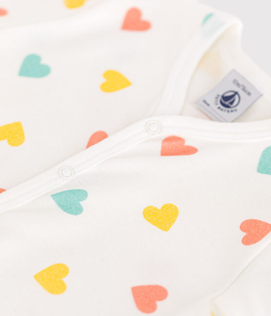 Babies' short heart print cotton jumpsuit MARSHMALLOW white/MULTICO white