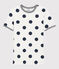Women's Spotted Round-Neck Cotton T-Shirt MARSHMALLOW white/MEDIEVAL blue