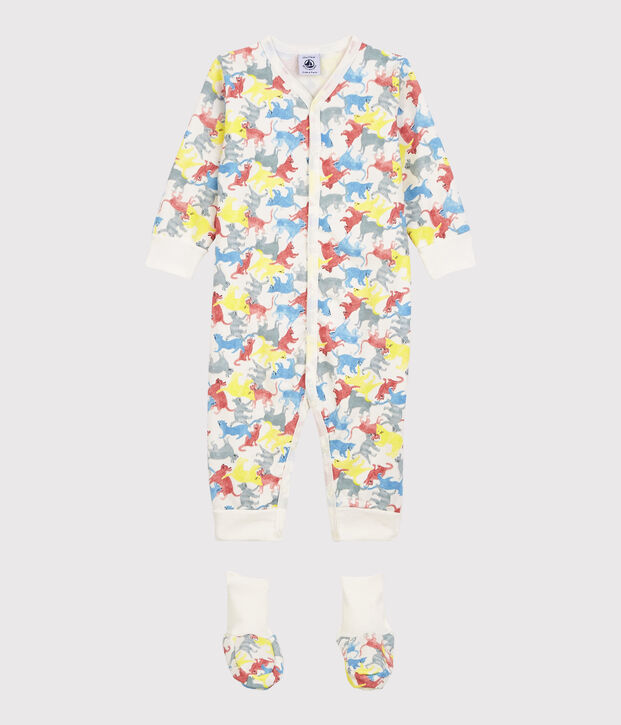 Babies' Colourful Cats Fleece Nightwear Set white/multicolor