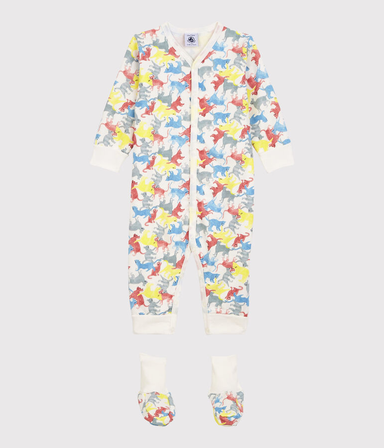 Babies' Colourful Cats Fleece Nightwear Set white/multicolor