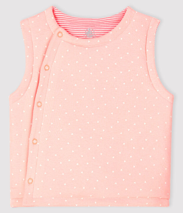 Baby Girls' Reversible Sleeveless Vest in Padded Rib Knit pink/white