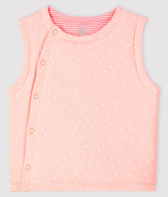 Baby Girls' Reversible Sleeveless Vest in Padded Rib Knit MINOIS pink/MARSHMALLOW white