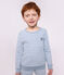 Children's stripy cotton terry pyjamas blue/ecru