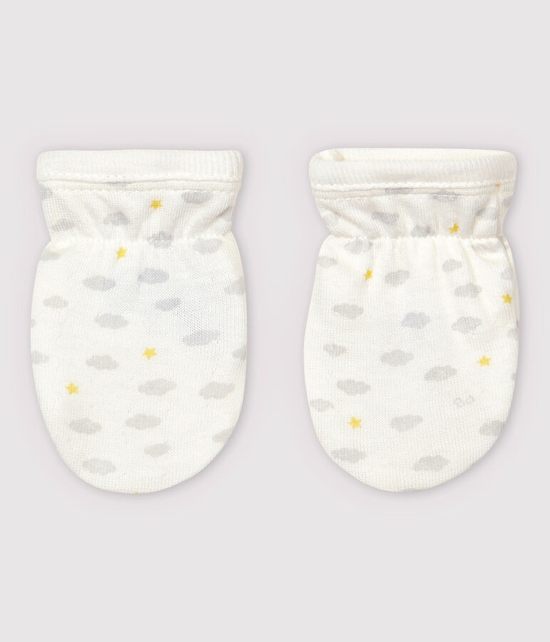 Babies' Organic Cotton Tube Knit Scratch Mittens white/multicolor