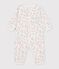 Babies' footless fleece pyjama suit with a floral print white/multicolor