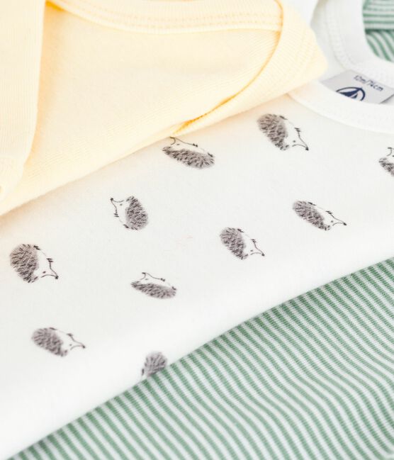 Pack of babies' long-sleeved hedgehog-print cotton bodies variante 1