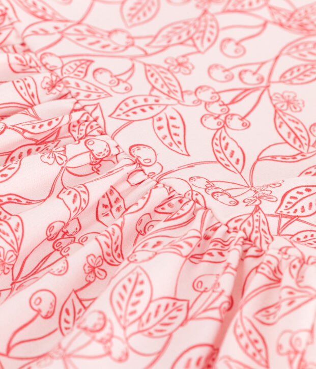 Children's short-sleeved printed cotton dress pink/red