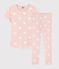Girls' Pink Heart Pattern Organic Cotton Pyjamas MINOIS pink/ECUME white