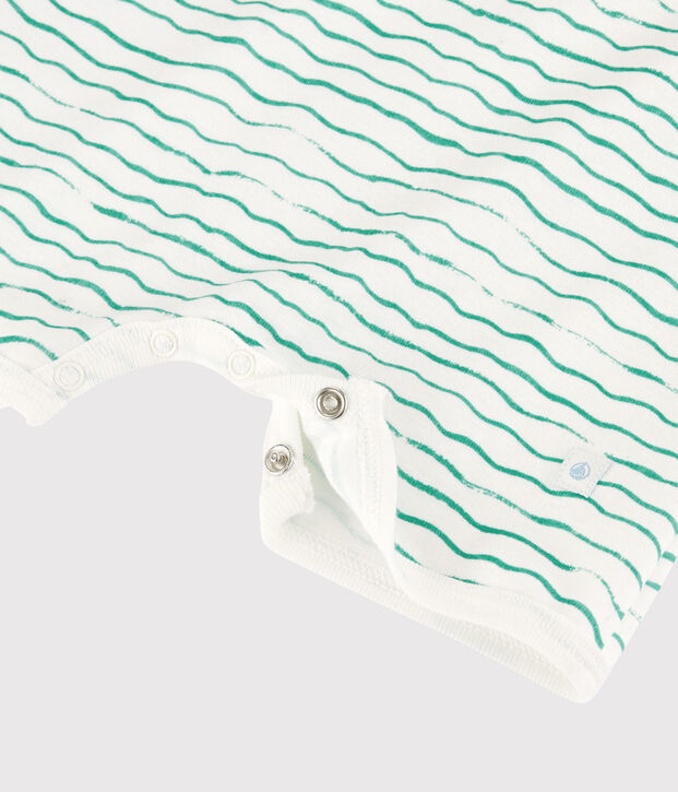 Babies' Wave Pattern Cotton Playsuit white/green