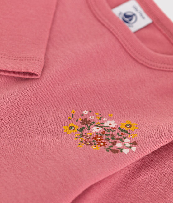 Babies' long-sleeved cotton T-Shirt ROSEWOOD pink