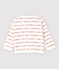 Petit Bateau Babies' Organic Cotton Cardigan With Woven "Je t'aime" MARSHMALLOW white/TERKUIT red