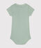 Babies' Short-Sleeved Cotton Bodysuit with Peter Pan Collar HERBIER green