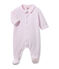 Baby's milleraies striped velour pyjamas VIENNE pink/ECUME white
